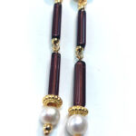 Επίχρυσα σκουλαρίκια Angelo Barreta με γυάλινες πέτρες πολύχρωμες και μαργαριτάρια γλυκού νερού E5749BO