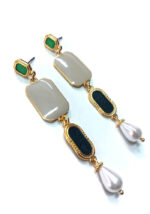 Επίχρυσα σκουλαρίκια Angelo Barreta με σμάλτο & πέρλα σταγόνα E5745GREEN