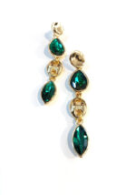 Σκουλαρίκια μακριά χειροποίητα από ορείχαλκο επιχρυσωμένο με κρυστάλλινη πράσινη πέτρα S2336-GREEN - Image 6