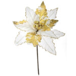 Χριστουγεννιάτικο Διακοσμητικό Πικ Αλεξανδρινό Δίχρωμο λευκό 31cm 79076