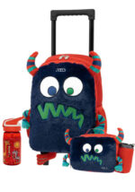 SET POLO με τσάντα νηπιαγωγείου TROLLEY JUNIOR MONSTER τσαντάκι φαγητού ισοθερμικό και ίδιο παγουράκι S041-8231-3