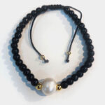 Βραχιόλι χειροποίητο μαύρο με πέρλα one size B2438-3BLACK