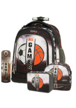 SET POLO με Trolley Rolling ALL GAMES με ίδια κασετίνα 3 θέσεων, ισοθερμικό τσαντάκι φαγητού και παγουράκι θερμός S-016-8277-4