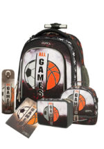 SET POLO με Trolley Rolling ALL GAMES με ίδια κασετίνα 3 θέσεων, ισοθερμικό τσαντάκι φαγητού, παγουράκι θερμός και τετράδιο S-016-8277-5