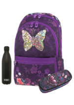 SET POLO με σακίδιο YOUTH BUTTERFLY, κασετίνα διπλή και μπουκάλι-θερμός (τυχαίας επιλογής) S049-8295-3