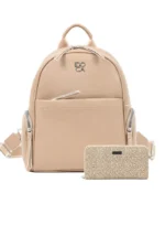 SET DOCA με τσάντα πλάτης μπεζ και ίδιο πορτοφόλι S431D