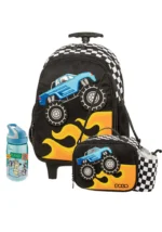 SET POLO με τσάντα νηπιαγωγείου TROLLEY JUNIOR BIBI Monster Truckμε τσαντάκι φαγητού και παγουράκι S-076-8351-3P