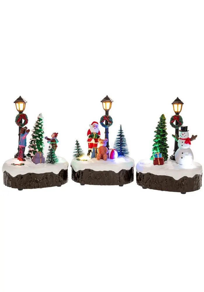 90733 Χριστουγεννιάτικο σκηνικό με φως Σετ/3τεμ μπαταρίας 10x7x13cm 3σχέδια - Image 1